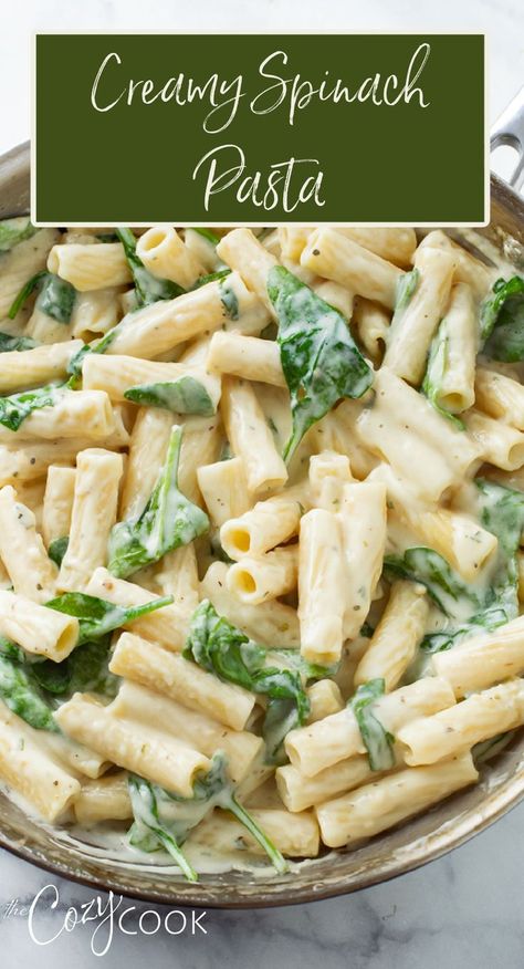 creamy spinach pasta with a white cream sauce Creamy Garlic Pasta Salad, Easy Spinach Pasta, Garlic Pasta Salad, Creamy Spinach Pasta, Spinach Pasta Recipe, Creamy Garlic Parmesan Sauce, Spinach Pasta Recipes, Type Of Pasta, Creamy Garlic Pasta