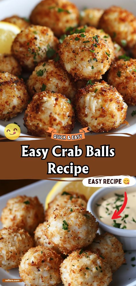 Indulge in the delicate flavors of the sea with these exquisite Crab Balls. Made with fresh crab meat and a blend of spices, each ball is crisply fried to golden perfection, offering a juicy burst of flavor in every bite. Perfect for gatherings or a luxurious snack. #SeafoodLovers #CrabBalls #GourmetSnacks Italian Crab Recipes, Crabfest Party Ideas, Crab Balls Recipe Fried, Crab Leg Appetizer, Crab Meal Ideas, Cruise Theme Party Food, Crab Rangoon Balls, Appetizers With Crab Meat, Crab Imperial Recipes Easy