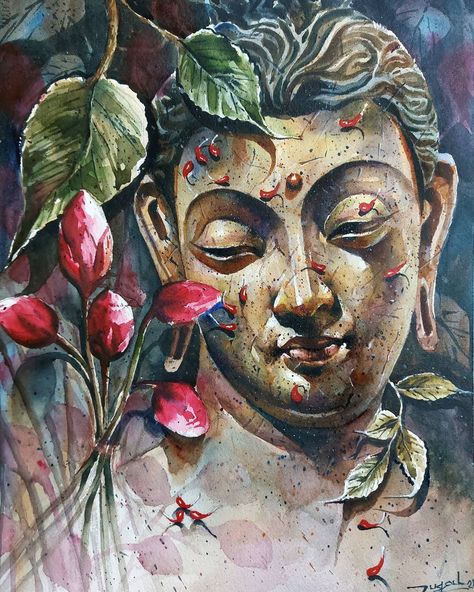 Canvas Painting Quotes, Buddha Painting Canvas, Watercolor Portrait Painting, Spiritual Paintings, Buddha Art Painting, Buddha Wall Art, Watercolor Workshop, Lord Buddha, Photographie Portrait Inspiration