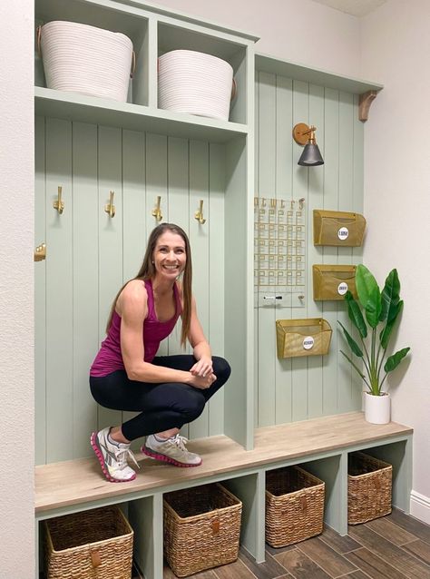 How To Create A Built-In Mudroom | DIY Mudroom Project Mudroom Cubbies, Mudroom Remodel, Mudroom Cabinets, Mudroom Makeover, Diy Mudroom, Bench Mudroom, Ikea Closet, Mudroom Entryway, Mudroom Decor