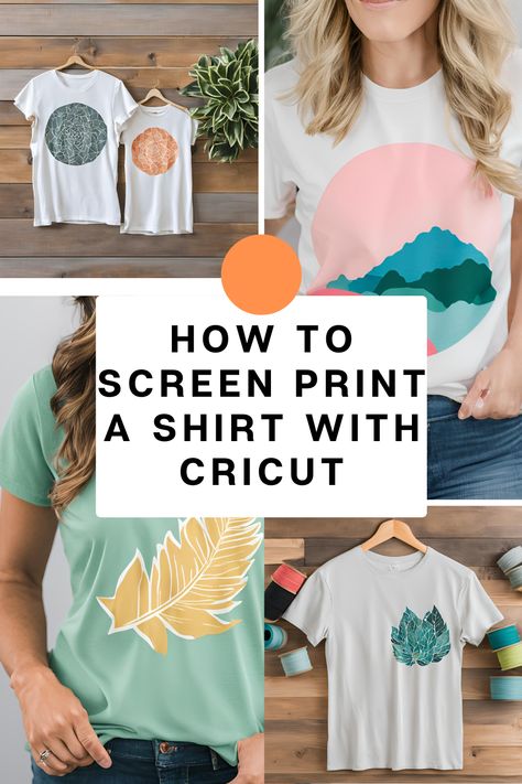 "Learn how to screen print a shirt with your Cricut! 👕🎨 Follow our easy, step-by-step guide to create custom designs and professional results. Perfect for DIY projects and personalized gifts! #CricutCrafts #ScreenPrinting #DIYShirts #CraftingGuide #CustomDesigns #CricutProjects" Tee Shirt Painting Diy, Tshirt Screen Printing Diy, Cricut Screen Printing Diy, How To Make T Shirts With Cricut, Print On Shirts Diy, Screen Print With Cricut, Silk Screen T Shirt, Dtg Printing Ideas, Cricut Shirt Projects