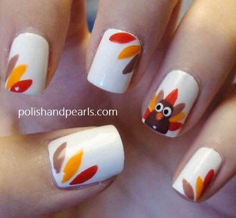 9 Festive Fall Nail Designs Turkey Nails, Fall Thanksgiving Nails, Thanksgiving Nail Designs, Thanksgiving Nail Art, Fall Manicure, Pearl Nails, Thanksgiving Nails, Nails For Kids, Fall Nail Art