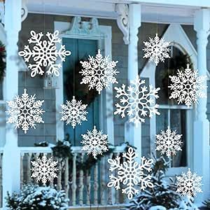 12pcs Large Christmas Hanging Snowflakes Decorations Outdoor - White Big Hanging Snowflake in Different Sizes for Winter Decoration Indoor Outdoor Christmas Tree Holiday Decor Winter Wonderland Outside Decorations, Winter Wonderland Office Theme, Outdoor Snowflake Decor, Winter Wonderland Decorations Outdoor, Outdoor Winter Wonderland Decorations, Winter Wonderland Display, Winter Wonderland Outdoor Decorations, Winter Wonderland Office Decorations, Outside Winter Decor