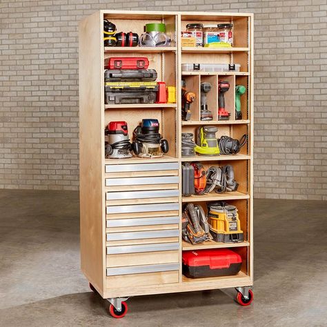 Garage Kasten, Garage Store, Garage Designs, Workshop Plans, Power Tool Storage, Wood Projects Plans, Garage Tool Storage, Tool Cart, Tool Storage Diy