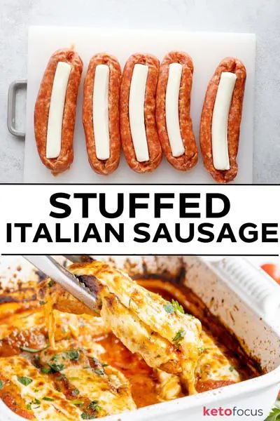 Stuffed Italian Sausage (only 3 ingredients!) Stuffed Italian Sausage, Hot Italian Sausage Recipes, Hot Sausage Recipes, Sweet Italian Sausage Recipes, Baked Italian Sausage, Stuffed Sausage, Sausage Marinara, Sausage Ingredients, Sausage Dinner