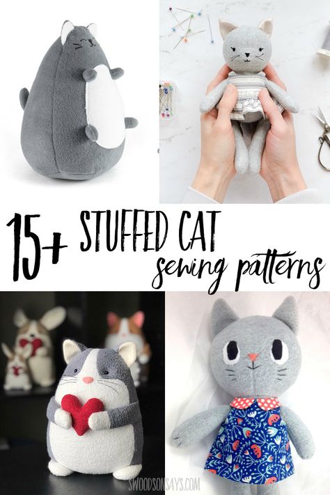 Click and browse this curated list of stuffed cat sewing patterns! Lots of modern cat stuffed animal options including free stuffed cat sewing patterns. Cat Sewing, Diy Chat, Cat Quilt Patterns, Stuffed Cat, Teddy Bear Sewing Pattern, Diy Dolls, Printable Downloads, Animal Sewing Patterns, Plushie Patterns