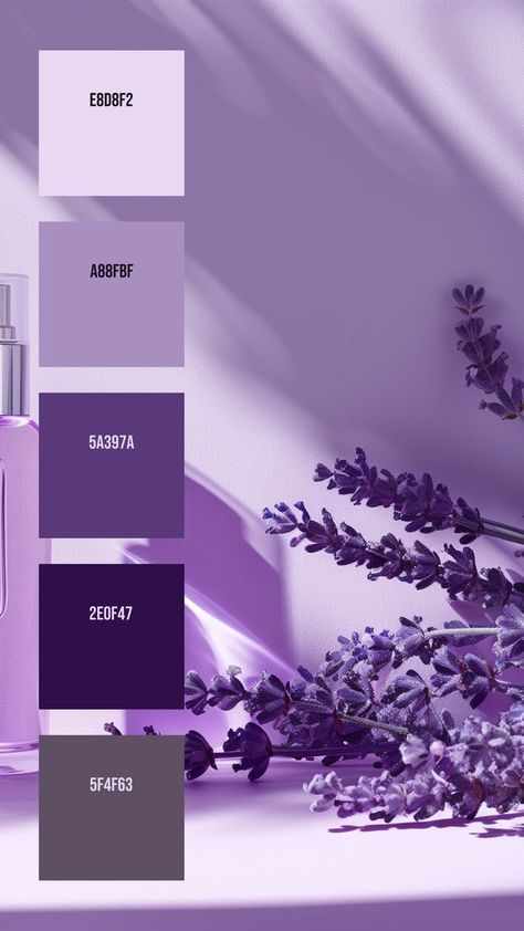 Colors:
E8D8F2
A88FBF
5A397A
2E0F47
5F4F63 Aesthetic Setup, Lavender Color Palette, Silver Color Palette, Silver Spray, Purple Palette, Purple Tone, Purple Color Palettes, Hex Color Palette, Purple Themes