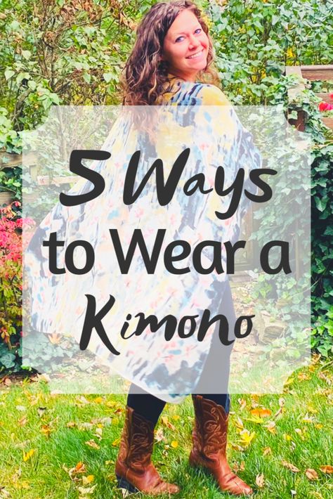 5 Gorgeous Ways to Style a Kimono How To Style Long Kimono, Kimono As A Dress, Kimono Cover Up Outfit, Styling Kimono Summer Outfits, Country Kimono Outfit, Styling A Kimono Summer Outfits, What To Wear With A Kimono, Style A Kimono Outfits, Ways To Tie A Kimono