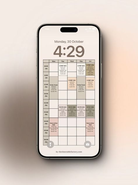 Class Schedule For College, College Timetable Template Aesthetic, Organization For Phone, School Timetable Wallpaper, Cute Timetable Template Aesthetic, Work Schedule Aesthetic, Aesthetic School Schedule Template, University Timetable Template Aesthetic, Iphone Study Wallpaper