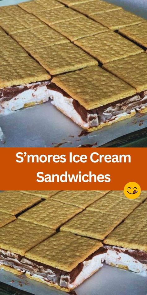 Looking for a delicious dessert idea? Try these S’mores Ice Cream Sandwiches! Combining creamy layers of chocolate pudding, marshmallow creme, and Cool Whip between crispy graham crackers, this easy no-bake recipe is perfect for summer gatherings and family treats. Cool and refreshing, these ice cream sandwiches bring the classic campfire s’mores experience to your freezer. Enjoy a delightful b... Smores Ice Cream Sandwich, Cinnamon Graham Crackers, Frozen Smores, Smores Ice Cream, Chocolate Fudge Sauce, Ice Cream Sandwiches Recipe, Ice Cream Man, Marshmallow Cream, Easy To Make Desserts