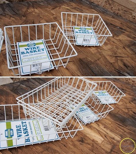 Industrial Baskets, 99 Cent Store, Diy Organizer, Diy Basket, Wire Basket, Décor Diy, Wire Baskets, Dollar Store Crafts, Clipboard