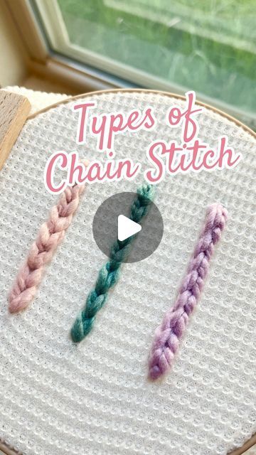 Sam | DIY Embroidery Kits, Crafts, & Tutorials | 3 Types of Chain Stitch🪡🤍  Which is your favorite?  There are a few more variations, but these are the most commonly used for sweat... | Instagram Embroidered Sweater Diy, Embroidered Sweatshirt Diy, Embroidery Sweater Diy, How To Embroider Letters, Types Of Embroidery Stitches, Hand Embroidery Letters, Clothes Embroidery Diy, Diy Sweater, Diy Embroidery Kit