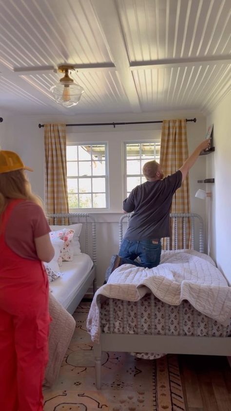 Bead Board Ceiling How-To — Lesley W Graham Wainscoting Angled Ceiling, Beadboard Panel Ceiling, Shiplap Vs Beadboard, Beadboard Walls Kitchen, Wood On Ceiling Ideas, Floor To Ceiling Beadboard, Stained Beadboard Ceiling, Bead Board Cabinets, Stained Beadboard