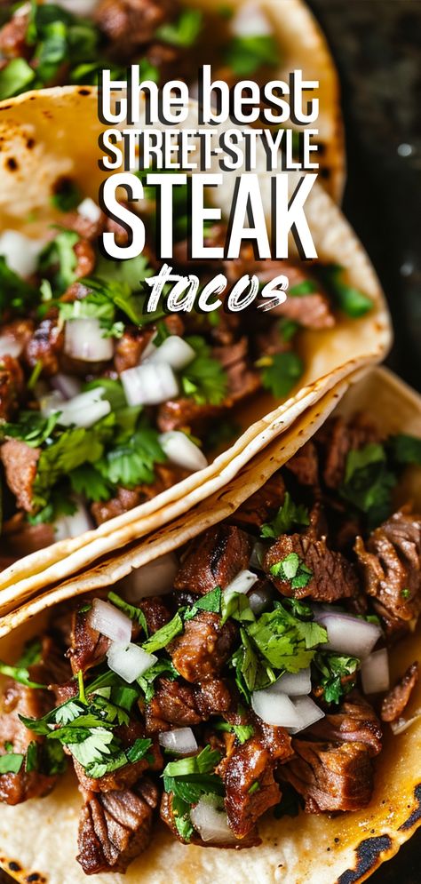 Taco Asada Recipes, Street Tacos Recipe Carne Asada, Mexican Style Steak, Mexican Style Dinner Recipes, Carne Asada On The Grill, Taco Recipes Steak, Beef Steak Tacos Recipes, Yummy Taco Recipes, Smoked Steak Tacos