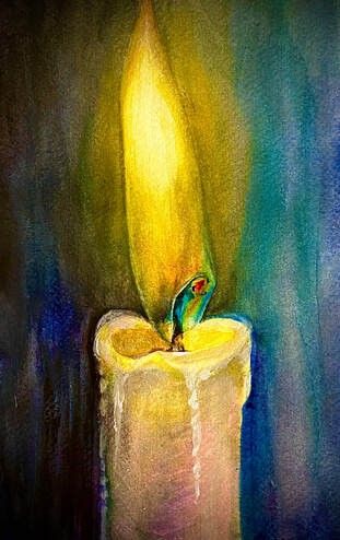 Candle Drawing Art, Candle Art Drawing, Candle Painting Art, Advent Art, Watercolor Candles, Candle In The Dark, Dandelion Painting, Candle Drawing, Chalk Pastel Art