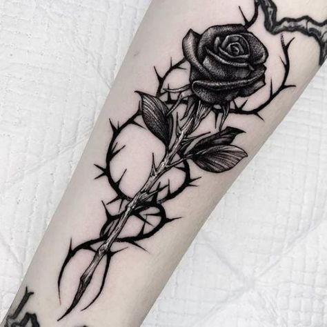 40 Rose with Thorns Tattoos with Meaning | Art and Design Intricate Tattoo Men, Black Thorn Tattoo, Thorn And Rose Tattoo, Roses Hand Tattoo, Rose And Thorns Tattoo, Forarms Tattoo Designs Men, Men Wolf Tattoo, Thorn Rose Tattoo, Rose With Thorns Tattoo