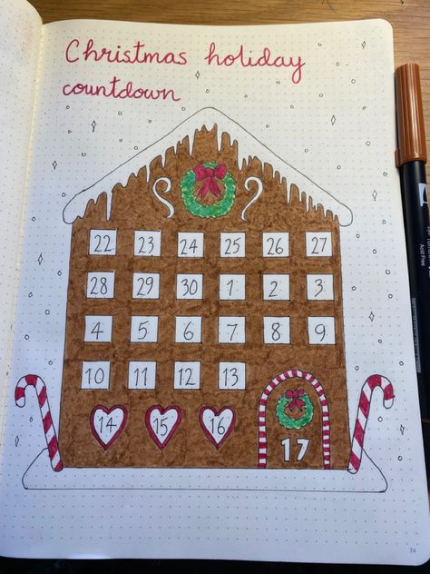 Diy Xmas Countdown Calendar, December Journal Ideas Preschool, Christmas Countdown Garland, Countdown Christmas Ideas, Paper Chain Christmas Countdown, Christmas Countdown Drawing, Xmas Journal Ideas, Cute Christmas Countdown Ideas, Countdown To Christmas Ideas