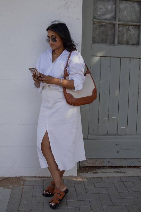 White Denim Midi Skirt Outfit Summer, White Demin Skirt Outfit, White Denim Skirt Outfit Summer, Midi Denim Skirt Outfit, Midi Skirt Outfit Summer, White Denim Skirt Outfit, Linen Skirt Outfit, Cannes 2024, Skirts For Summer