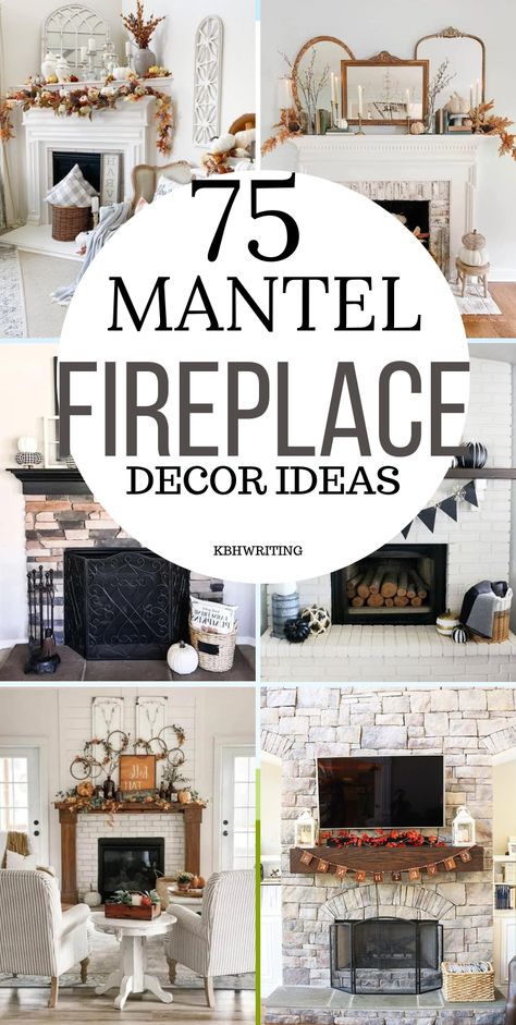 Simple Mantel Decorating Ideas Modern, Layered Fireplace Mantel, Styling Mantles Mantel Ideas, Decorate A Mantel Ideas, Decor Over Fireplace Mantels, Mantle Above Fireplace, Mantels And Fireplaces, Above Mantle Ideas, Mantel Greenery Decorating Ideas