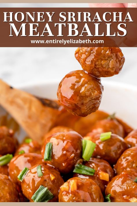 Spicy Honey Garlic Meatballs, Sriracha Honey Meatballs, Sweet And Spicy Bbq Meatballs, Crockpot Sweet And Spicy Meatballs, Honey Sriracha Meatballs Crockpot, Honey Meatballs Crockpot, Meatballs In Crockpot Frozen, Honey Sriracha Meatballs, Sriracha Meatballs Crockpot