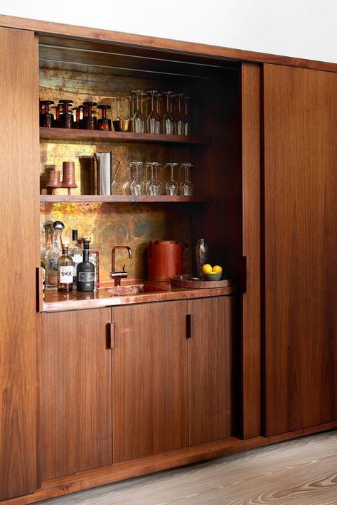 Small Home Bar Ideas, Small Bars For Home, Hidden Bar, Home Bar Design, Built In Bar, Home Bar Designs, Mini Bars, Mobile Bar, Loft Spaces