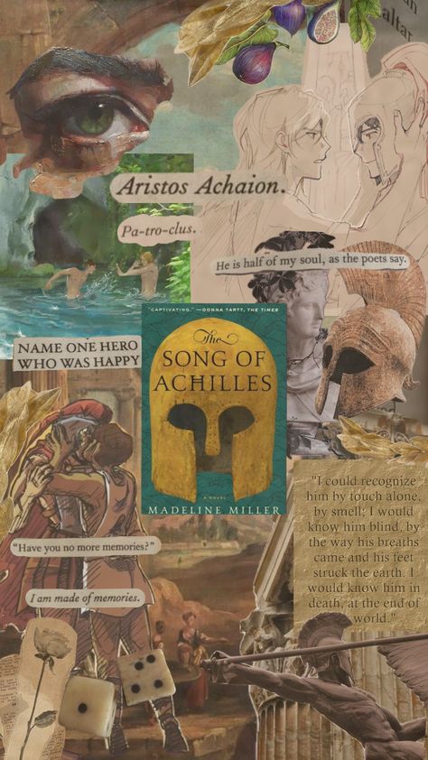 the song of achilles Light Academia Books, Dark Academia Wallpaper, The Song Of Achilles, Mythology Books, Song Of Achilles, Achilles And Patroclus, Ancient Greek Art, Vintage Poster Design, Soul Songs