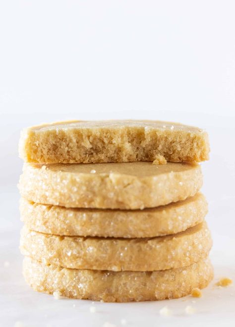 Brown Sugar Shortbread Cookies Recipe, Sugar Shortbread Cookies, Vanilla Shortbread Cookies, Traditional Shortbread Recipe, Brown Sugar Shortbread, Practically Homemade, 4 Ingredient Cookies, Vanilla Shortbread, Salty Cookies