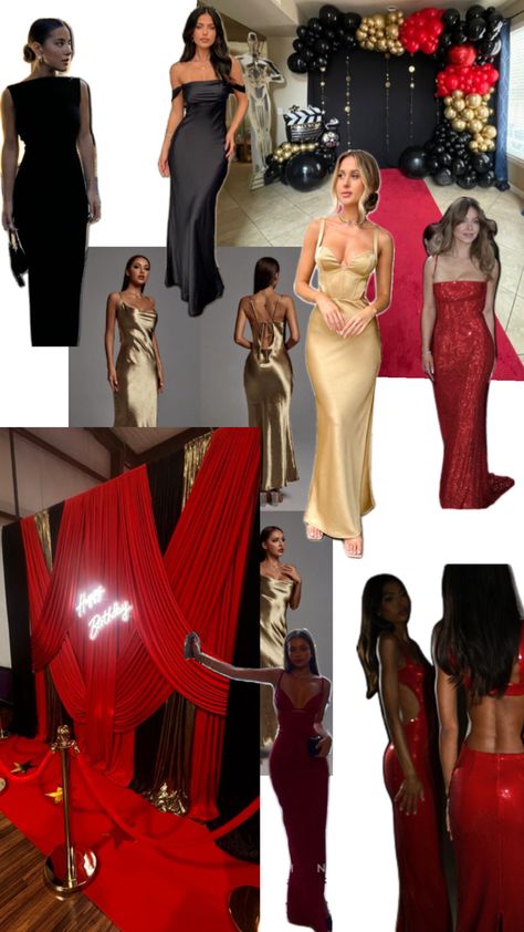 Hollywood Glamour Red Carpet, Hollywood Night Outfit, Red Carpet Party Theme Outfits, Red Carpet Mood Board, Red Carpet Theme Outfit, Casino Royale Dress Ideas, Casino Royale Outfits Women, Hollywood Homecoming Theme Dresses, Hollywood Nights Theme Party Outfit