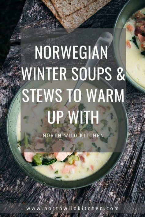 Norwegian Stew Recipes, Scandinavian Fish Soup, Winter Stews Comfort Foods, Norwegian Food Dinners, Whole Food Winter Recipes, Norwegian Cream Soup, Traditional Scandinavian Food, Norwegian Fish Soup, Winter Solstice Meal Ideas