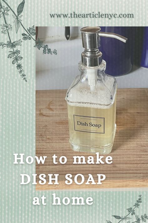 An easy to follow earth friendly dish soap recipe. Make your own washing up liquid dish soap with this simple recipe. It includes all non toxic ingredients. A sustainable swap for your kitchen! Homemade Non Toxic Hand Soap, Homemade Non Toxic Dish Soap, Homemade Dish Detergent Liquid, Diy Foaming Dish Soap, Homemade Dawn Dish Soap, Foaming Dish Soap Recipe, Diy Dawn Dish Soap, Liquid Dish Soap Recipe, Homemade Dish Soap Dishwashing Liquid