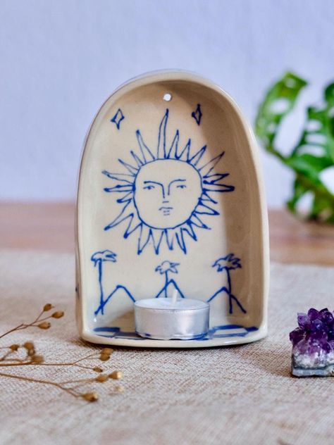 sun altar, Ceramic Altar Shelf, Ceramic Wall Hanging, candle shelf, Handmade Ceramics, ceramic shrine, Crystal altar, wall hanging altar. by Pomelopotteryshop on Etsy Candle Shrine, Hanging Altar, Ceramic Altar, Wall Shrines, Altar Shelf, Candle Shelf, Hanging Candle, Ceramic Wall Hanging, Crystal Altar