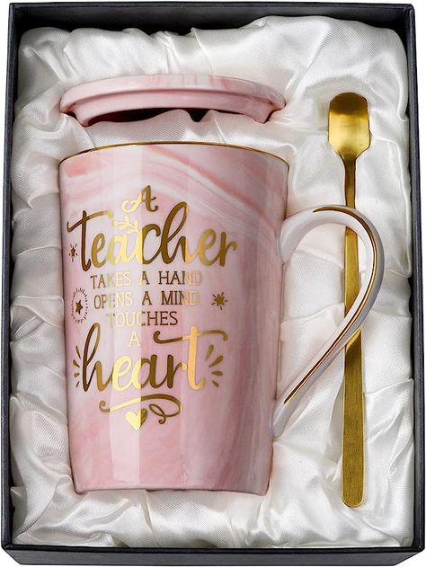 Teacher Appreciation Gifts for Women - Best Teacher Gifts from Students, 14oz Pink Marble Ceramic Coffee Mug Printed with Gold, Christmas Thank You Gift, Retirement, Birthday, Graduation, Gifts Boxed : Amazon.ca: Home Unique Teacher Christmas Gifts, Christmas Thank You Gifts, Unique Teacher Appreciation Gifts, Cup Gift Set, Marble Ceramic, Marble Ceramics, Best Teacher Gifts, Mugs For Men, Teacher Christmas Gifts