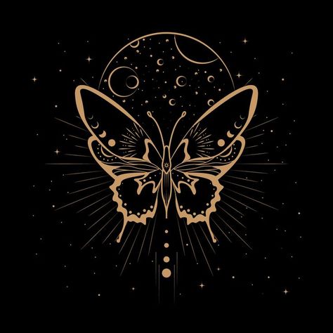 Moon Butterfly Tattoo, Butterfly Moon Tattoo, Moon Stars Art, Moon And Stars Wallpaper, Animal Butterfly, Butterfly Moon, Moon Butterfly, Moon Graphic, Butterfly Illustration