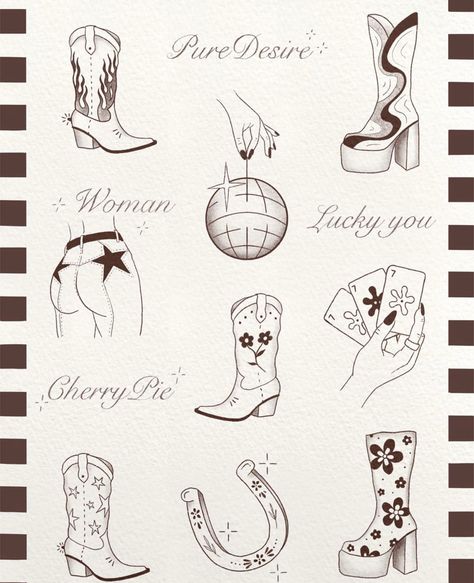 Country Music Tattoos, Cowboy Boot Tattoo, Mujeres Tattoo, Horse Shoe Tattoo, Cowgirl Tattoos, Cowboy Tattoos, Country Tattoos, Prettiest Celebrities, Single Needle Tattoo