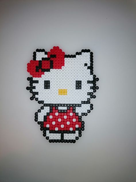 Perler beads, hama beads, iron beads, fuse beads, strijkkralen, red, cute, cartoon, Hello Kitty, Hello Kitty Fuse Bead Pattern, Perler Beads Ideas Hello Kitty, Hello Kitty Melty Beads, Red Perler Bead Patterns, Hello Kitty Fuse Beads, Perler Hello Kitty, Hello Kitty Perler Beads Pattern, Perler Bead Hello Kitty, Hama Beads Hello Kitty