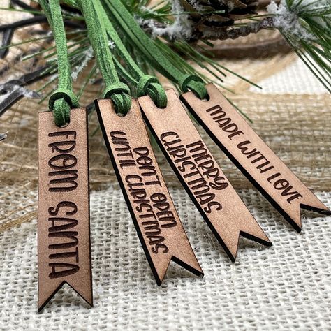 Santa Gift Tag, Present Tags, Gift Tag Christmas, Santa Gift Tags, Leather Tags, Leather Scrap, Kraft Boxes, Jewelry Care Instructions, Christmas Tags