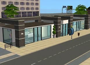 Mini Mall Design, Sims 2 Community Lot, Commercial Facade, Ts4 Builds, Commercial Building Plans, Sims 2 House, Community Places, Hotel Design Architecture, Shopping Mall Design