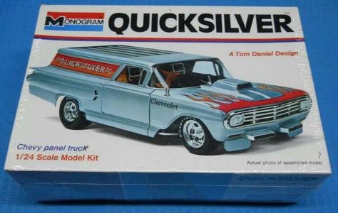 Monogram Quicksilver Vintage Model Car Kits, Chevy Vehicles, Chevy Models, Quick Silver, Plastic Model Kits Cars, Model Cars Building, Vintage Scale, Panel Truck, Monogram Models