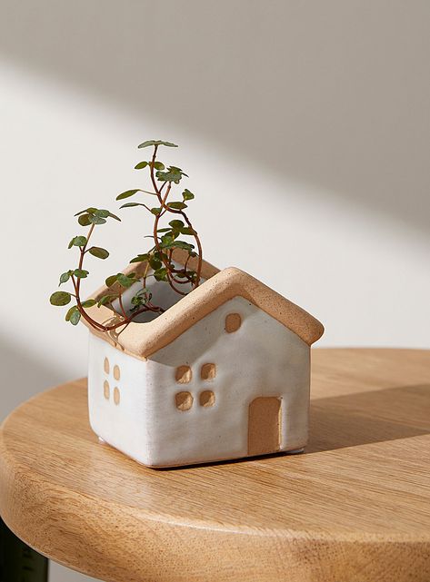 Little house planter 2.5 in | Simons Maison | Decorative Pots & Planters | Decor | Simons Garden Accessories Decor, Face Pots, Clay Plant Pots, Gardening Accessories, Pottery Plant Pot, Planters Garden, House Planter, Pottery Pots, Pottery Houses