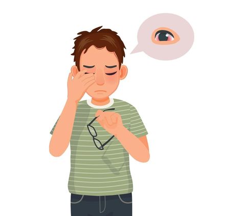 Young man has conjunctivitis or pink eye, sore and swollen eyes because of infection, irritation or inflammation allergies to dust Crafts Bookmarks, Warts Remedy, Swollen Eyes, Eye Pain, Rules For Kids, Hot Wheels Garage, Eye Infections, Dark Underarms, Sore Eyes