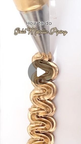 Lily Vanilli Bakery, London on Instagram: "Here’s how to create stunning gold shells, waves and rosettes.  We used an Ateco 18 tip, sweet sticks gold powder and extra virgin olive oil to achieve a smooth shiny finish.   #PipingTechniques #CakeDecoratingTips #CakeDesign #PipingHacks" Wave Piping Technique, Gold Frosting Buttercream, Gold Icing Buttercream, Gold Decorated Cake, Greek Mythology Cake Ideas, How To Make Gold Buttercream Frosting, How To Make Gold Icing, Gold Icing How To Make, Gold Buttercream Frosting