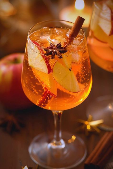 Autumn Sparkling Cider Spritz Autumn Prosecco Cocktails, Apple Cider Prosecco, Spritzer Drink, Fall Cider, Beer Brewing Recipes, Cider Bar, Spritz Cocktail, Champagne Drinks, Alcholic Drinks