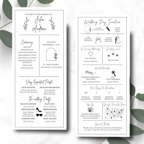 AJsDigitalStudio - Etsy Modern Ceremony, Wedding Day Timeline Template, Wedding Agenda, Itinerary Wedding, Wedding Day Itinerary, Ceremony Program Template, Newspaper Wedding Programs, Wedding Timeline Template, Timeline Wedding