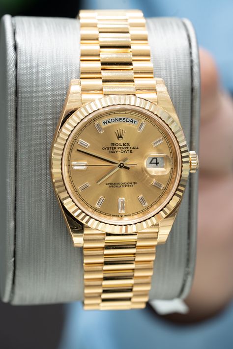 Vintage Gold Watch, High End Jewelry, Baguette Diamonds, Vintage Rolex, Rolex Day Date, Luxury Watches For Men, Baguette Diamond, Miami Fl, Audemars Piguet