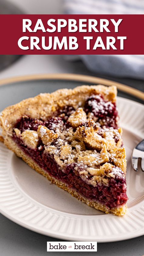 A sweet almond crust, fresh raspberries, and an irresistible crumb topping make this raspberry crumb tart a perfect summer dessert! Apple Crisp Pie, Almond Crust, Raspberry Tart, Raspberry Desserts, Raspberry Pie, Almond Crusted, Raspberry Almond, Raspberry Tarts, Fresh Raspberries