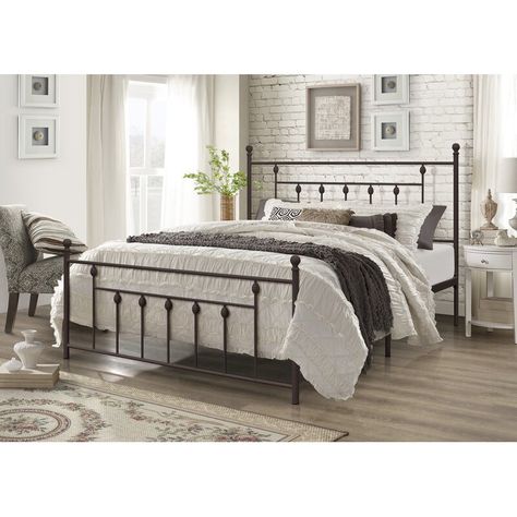 Andover Mills™ Alderson Platform Bed & Reviews | Wayfair King Metal Bed, Black Metal Bed, Full Platform Bed, King Platform Bed, Slatted Headboard, Bedroom Dimensions, Queen Platform Bed, Twin Bed Frame, Iron Bed