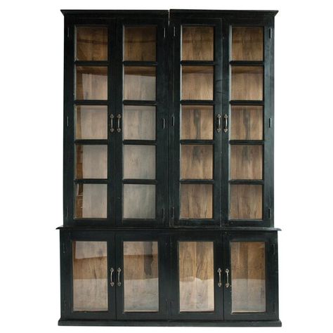 Glass Curio Cabinets, Black Bookcase, Bookcase With Glass Doors, Cabinet With Doors, Black Cabinet, Metal Lockers, Door Displays, Glass Cabinet Doors, Creative Co Op