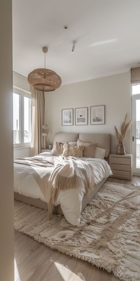 Beige Walls Bedroom, Beige Room, Neutral Bedroom Decor, White Room Decor, Warm Bedroom, Classy Bedroom, Beige Bedroom, Bedroom Decor Cozy, Bedroom Decor Inspiration