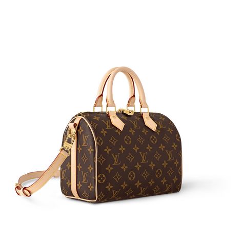 The speedy bandoulière 25 in signature monogram canvas is an ideal city bag for every day. Originally created for travelers in the 1930s – the name refers to the era’s rapid transit – every feature of the speedy’s design is iconic, from its unmistakable shape to the rolled leather handles, engraved padlock and detachable strap Louis Vuitton Speedy Bandoulière 25, Cute Purses Designer, Louis Vuitton Bag Collection, Louis Vuitton Speedy 25 Outfits, Louis Vuitton Speedy 30 Bandouliere, Speedy 25 Bandouliere, Speedy Bandoulière 25, Noe Louis Vuitton, Luxury Handbag Collection