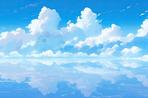 Cute Pc Background Desktop Wallpapers, Anime Sky Background, Anime Sky Aesthetic, Sky Aesthetic Anime, Clouds Header, Anime Clouds Sky, Anime Blue Sky, Wallpaper Clouds Aesthetic, Blue Clouds Aesthetic